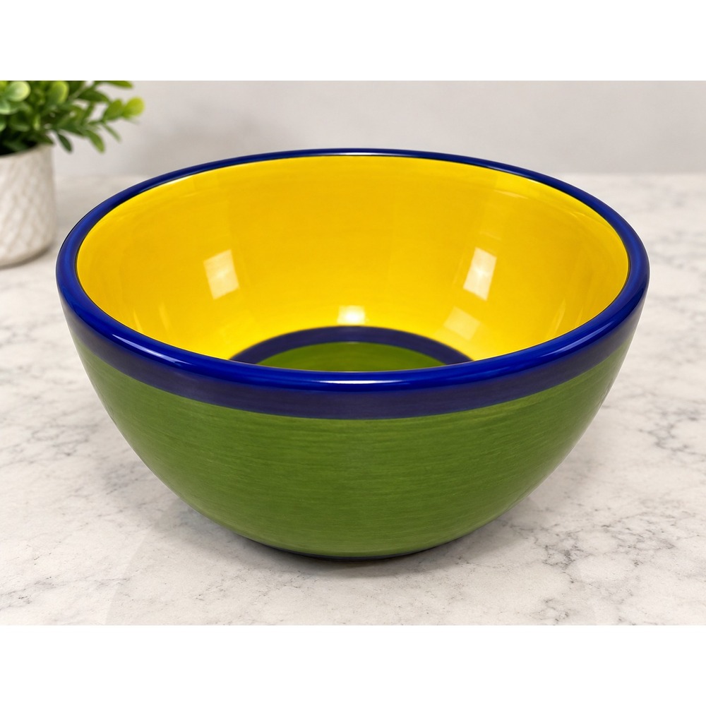 DANSK Caribe Jamaica Jade Square Bottom Round Cereal Bowl Bright Eclectic 6 1/8"